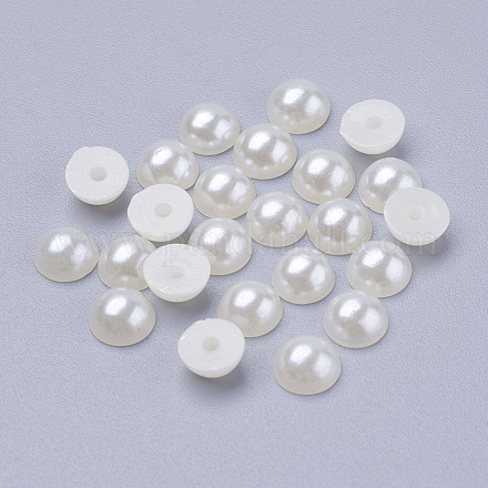 12mm blanc crème dôme demi rond acrylique imité cabochons de perles fit téléphone décoration X-OACR-H001-1-1