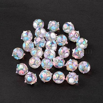 Placage uv perles d'émail acrylique irisé arc-en-ciel OACR-I003-09-1