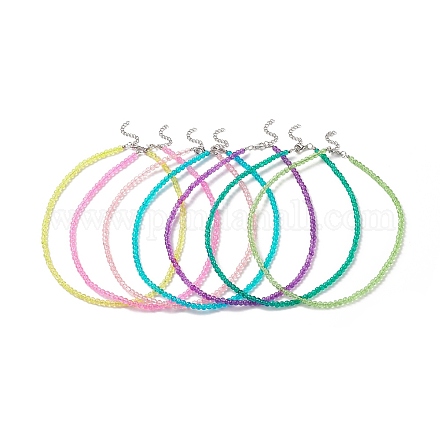 Crackle-Glasperlen-Halsketten-Sets für Damen NJEW-JN04194-1