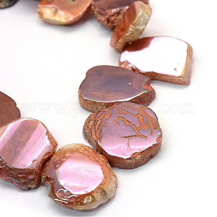 Nuggets Electroplate Natural Agate Beads Strands G-L456-39A-1