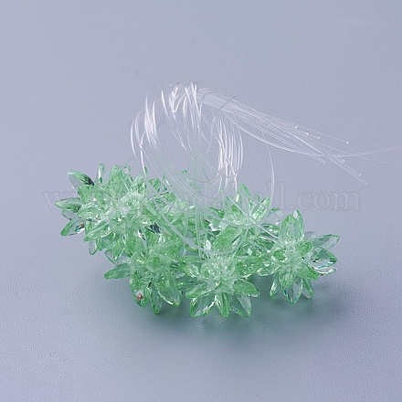 ガラス編みビーズ  花／線香花火  馬の目のチャームから成っています  薄緑  13mm EGLA-A003-A14-1