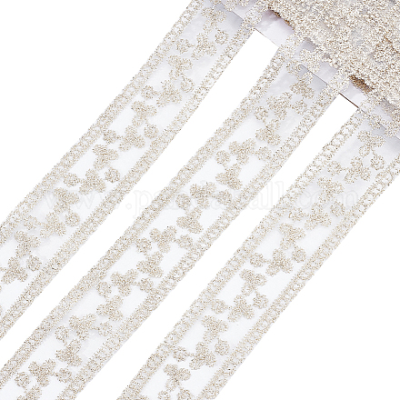 ポリエステル中空刺繍レーストリム  花柄  小麦  1-1/2インチ（38mm）  10ヤード/カード OCOR-WH0079-13A-1