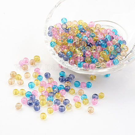 Perles de verre craquelé peintes DGLA-X0006-4mm-04-1