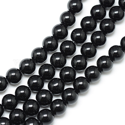 Chapelets de perle en pierre noire synthétique G-R345-12mm-35-1-1
