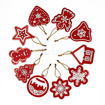 Kit di decorazioni per ciondoli con pittura diamante fai da te a tema natalizio XMAS-PW0001-110A-1