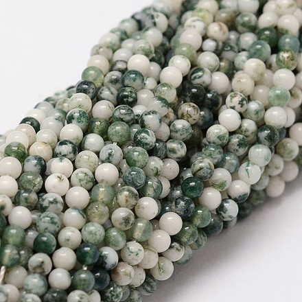 Chapelets de perles en agate d'arbre naturelle G-N0192-01-2mm-1