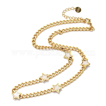 Collana pendente stella in resina di perle con catene a barbazzale NJEW-D296-11G-1