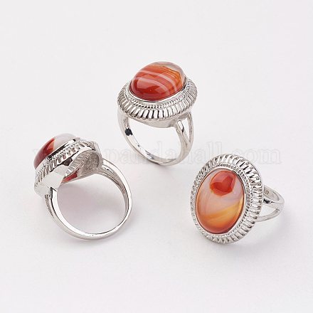 Heated & Dyed Natural Agate Finger Rings RJEW-P122-01-1