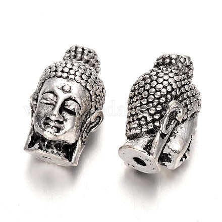 Buddha Head Tibetan Style Alloy Beads TIBEB-D037-01AS-1