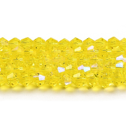 Transparentes perles de verre de galvanoplastie brins GLAA-F029-3mm-D21-1