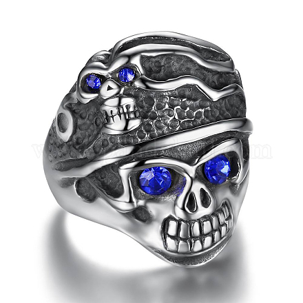 Rhinestone Skull Finger Ring SKUL-PW0002-037A-AS-1