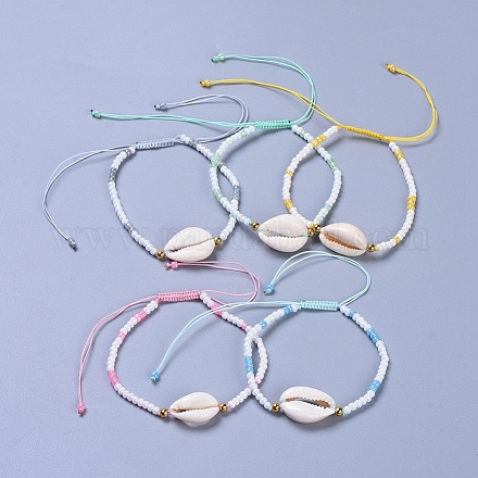 Verstellbare Glasperlen geflochtene Perlen Armbänder BJEW-JB04284-M-1