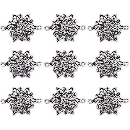 PandaHall 10 pcs Vintage Style Flower Tone Alloy Connectors Links for Jewelry Making TIBE-PH0001-13AS-NR-1