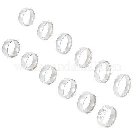 Unicraftale 24 pz 12 anelli in acciaio al titanio semplici per le donne RJEW-UN0002-59-1