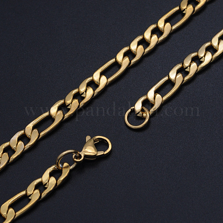 Men's 304 Stainless Steel Figaro Chain Necklaces NJEW-T012-02-61-G-1
