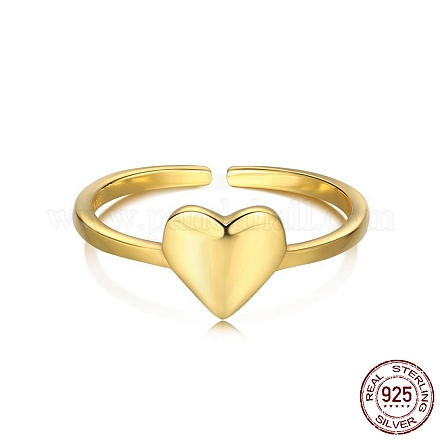 925 Sterling Silver Heart Open Cuff Rings RJEW-A019-05G-1