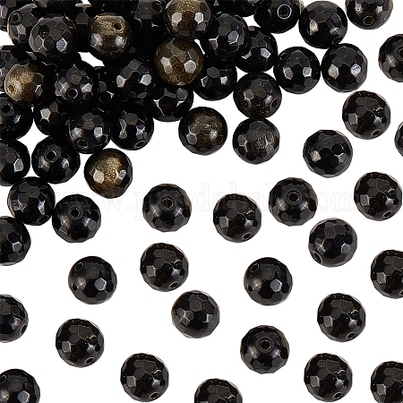 8mm Natural Black Obsidian Beads Round Gemstone Loose Beads for Jewelry Making (45-48pcs/strand)