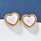304 Stainless Steel Shell Heart Stud Earrings for Women, Real 18K Gold Plated, 13.5x15.5mm