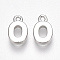 Brass Charms, Letter, Nickel Free, Real Platinum Plated, Letter.O, 8.5x5x1.5mm, Hole: 0.8mm