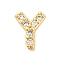 Rack Plating Brass Micro Pave Cubic Zirconia Cabochons, Cadmium Free & Lead Free, Long-Lasting Plated, Real 18K Gold Plated, Letter Y, 6x5x2mm