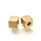 Ion Plating(IP) 304 Stainless Steel Beads, Cube with Letter, Real 14K Gold Plated, Letter M, 5x5x5mm, Hole: 2mm