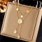 304 Stainless Steel Cubic Zirconia Pendant Necklaces, with Shell, Golden, Flat Round, 16.93 inch(43cm)