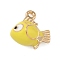 Alloy Enamel Charms, Golden, Fish, 12x12x7mm, Hole: 1.4mm