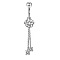 Flat Round Brass Pave Clear Cubic Zirconia Curved Barbell Dangle Belly Rings, Platinum, Bar Length: 3/8