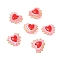 Handmade Lampwork Bumpy Beads Heart, with Enamel, Two Tone, Lavender Blush, 13.5~15x14~16.5x7.5~10mm, Hole: 1.2mm