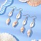 304 Stainless Steel Shell Shape Dangle Earrings, with Natural Shell, Golden, 70~72.5x15mm