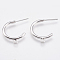 Brass Stud Earring Findings, Half Hoop Earrings, with Loop, Nickel Free, Real Platinum Plated, 23x24x2mm, Hole: 2mm, pin: 0.7mm