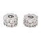 Brass Micro Pave Clear Cubic Zirconia Beads, Round, Platinum, 9x5mm, Hole: 3.5mm