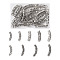 18pcs 9 style Tibetan Style Alloy Tube Beads, Curved, Hollow, Antique Silver, 37.5~64x7.5~13mm, Hole: 5~7.5mm, 2pcs/style