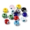 Handmade Evil Eye Lampwork Beads, Rondelle, Mixed Color, 13~14.5x13.5~15x8~9mm, Hole: 4.5mm