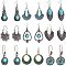9 Pairs Bohemian Style Alloy Synthetic Turquoise Dangle Earring & Hoop Earring Sets, Mixed Shapes, Mixed Color, 45mm