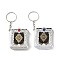 Alloy Keychains, with Plastic Rhinestone, Scripture, Platinum, 10.4cm