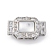 Rectangle Brass Micro Pave Clear Cubic Zirconia Box Clasps, with White Shell, Platinum, 20.5x11.5x8mm, Hole: 1.5x1.5mm