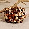 Bohemia & Ethnic Style Wood Stretch Bracelets for Women, Sienna, Inner Diameter: 2-1/8~2-1/2 inch(5.3~6.2cm)