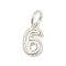Number Series 925 Sterling Silver Charms, with 925 Stamp & Jump Rings, Silver Color Plated, Six, 10.5x6.5x1.5mm, Hole: 3.5mm