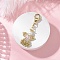 Angel Glass Pearl & Glass Seed Beaded Pendant Decorations, with 304 Stainless Steel Lobster Claw Clasps, Pink, 47mm