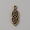 Alloy Pendants, Irish Knot Charm, Antique Bronze, 26x9.5x2mm, Hole: 1.8mm