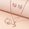 Flower Alloy & Resin Earrings & Pendant Necklaces & Rings Sets for Women, Rose Gold, 470mm