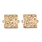 Brass Micro Pave Colorful Cubic Zirconia Hollow Connector Charms, Square Links, Real 18K Gold Plated, 25x31x2mm, Hole: 1.8mm