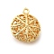 Brass Pendants, Hollow, Flat Round, Real 18K Gold Plated, 23.5x20x10mm, Hole: 2mm