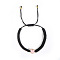 1Pc Handmade Heart Brass Enamel Bead Braided Beads Bracelets, Adjustable Polyester Cord Braided Bracelets for Couple, Black, Inner Diameter: 11 inch(28cm)