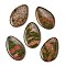 Natural Unakite Big Pendants, Teardrop Charms, 53~55x33~35x6~7.5mm, Hole: 1~1.6mm