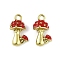 3D Alloy Pendants, Fruit Vegetable Charms, Mushroom, 11.5x10x6.5mm, Hole: 1.8mm