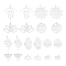 20Pcs 10 Styles 304 Stainless Steel Laser Cut Charms, Mixed Shapes, Stainless Steel Color, 12~38.5x13.5~32x1mm, Hole: 1.5mm, 2pcs/style