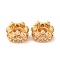 Brass Micro Pave Clear Cubic Zirconia European Beads, Flowers, Large Hole Beads, Cadmium Free & Nickel Free & Lead Free, Real 18K Gold Plated, 10x10x6mm, Hole: 4mm