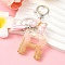 Resin & Acrylic & Faux Suede Tassel Keychain, with Alloy Clasp and Iron Rings, Letter R, 9.5cm